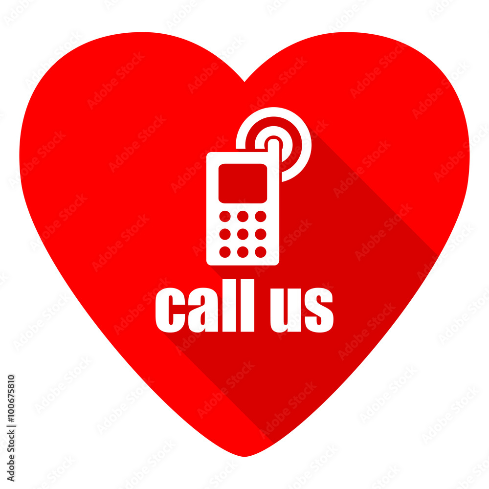 call us red heart valentine flat icon call us red heart valentine flat icon