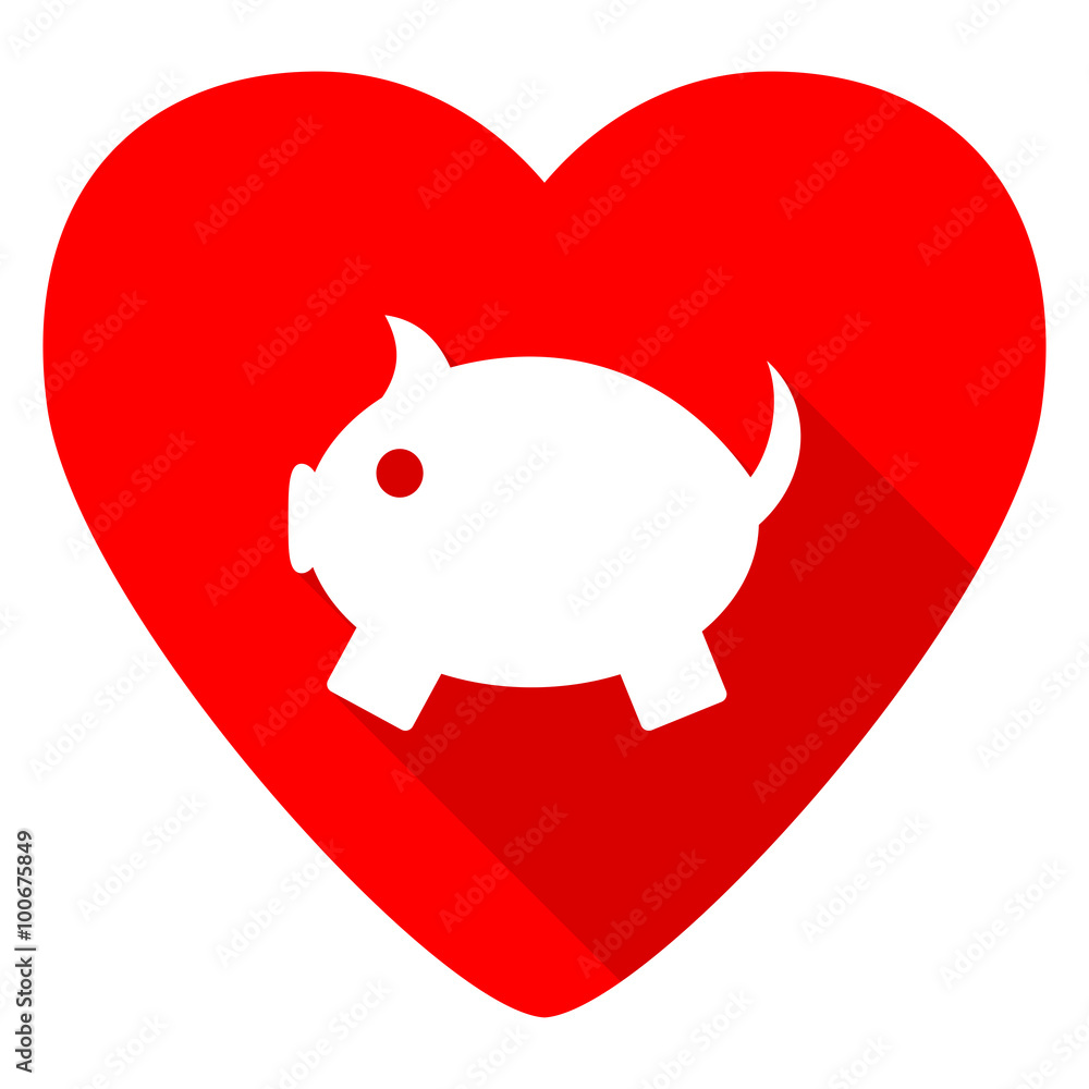 piggy bank red heart valentine flat icon piggy bank red heart valentine flat icon