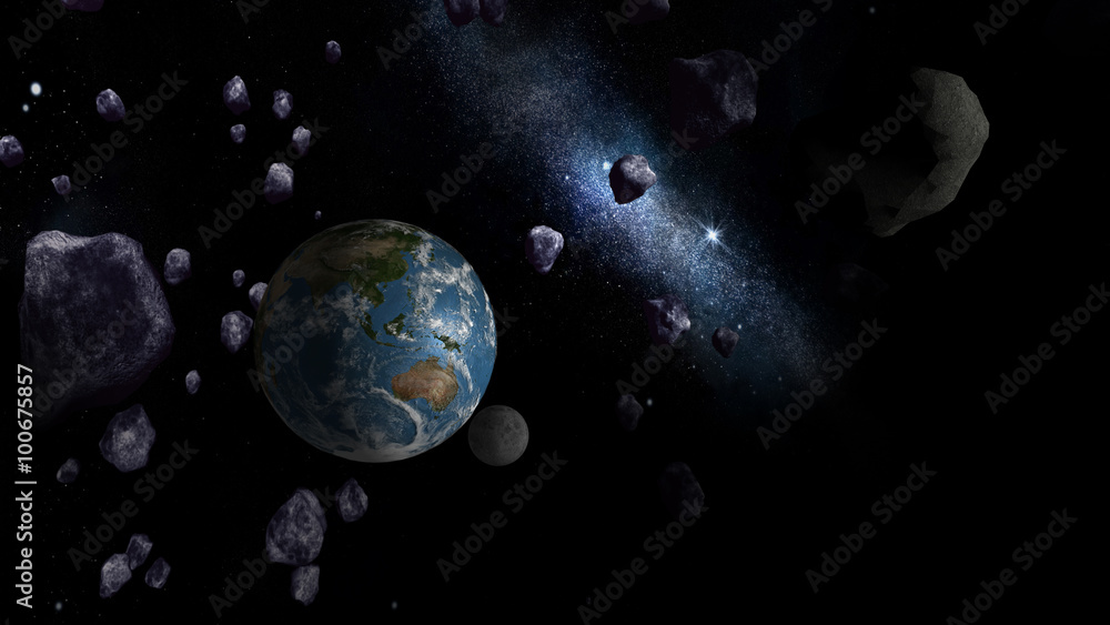 Naklejka premium Large Asteroids approaching Earth