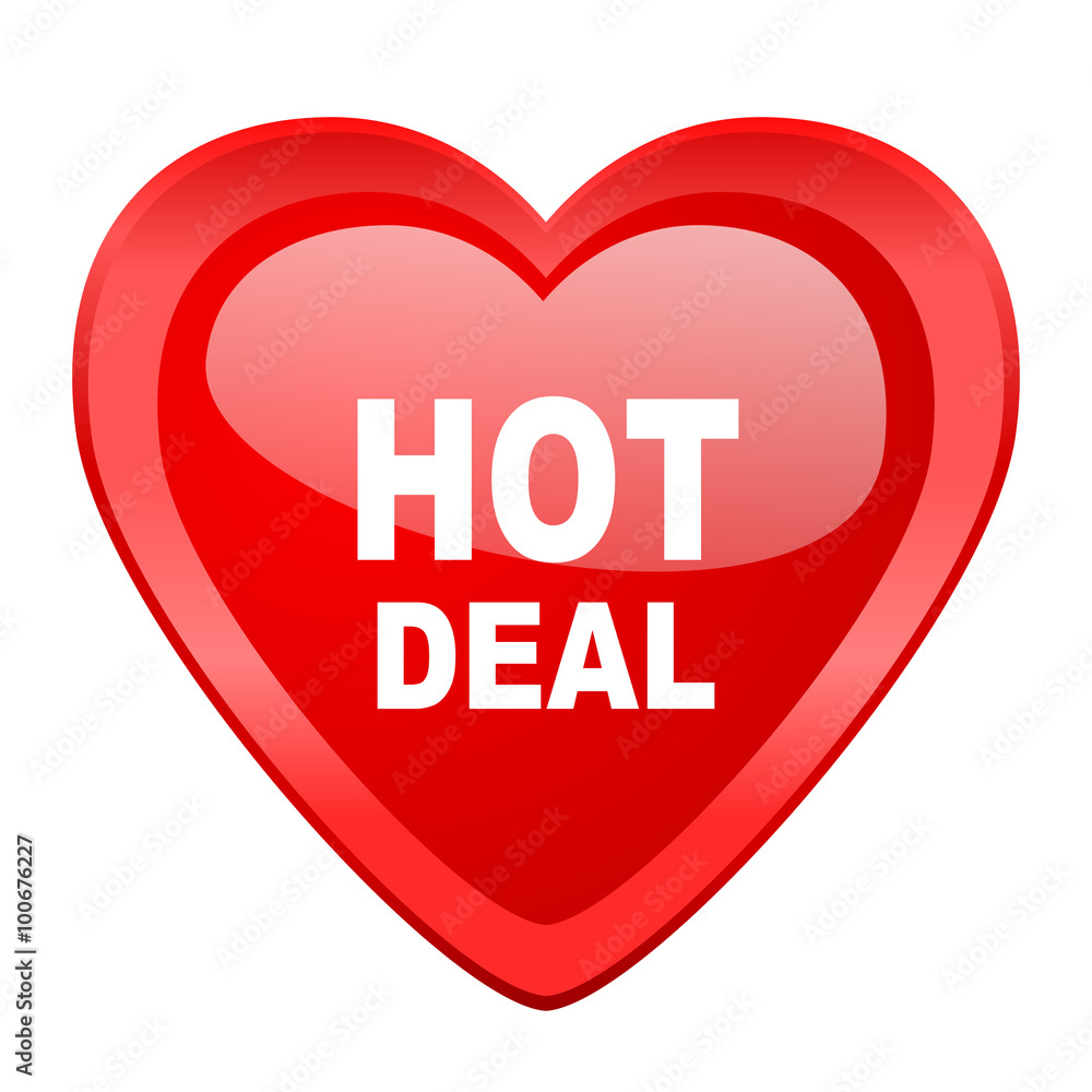 hot deal red heart valentine glossy web icon hot deal red heart valentine glossy web icon