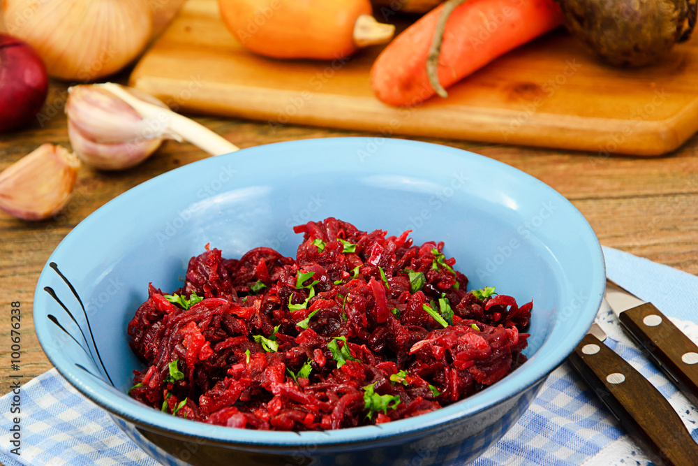 Beets, Stewed with Onions, Carrots, Garlic, Vegetable Oil Beets, Stewed with Onions, Carrots, Garlic, Vegetable Oil