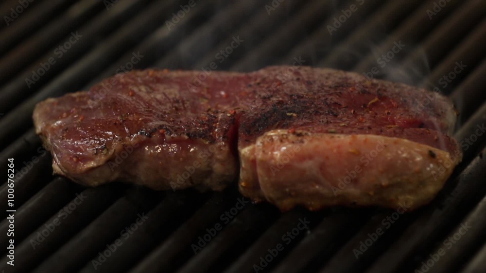 Grilled steak on gas grill Grilled steak on gas grill