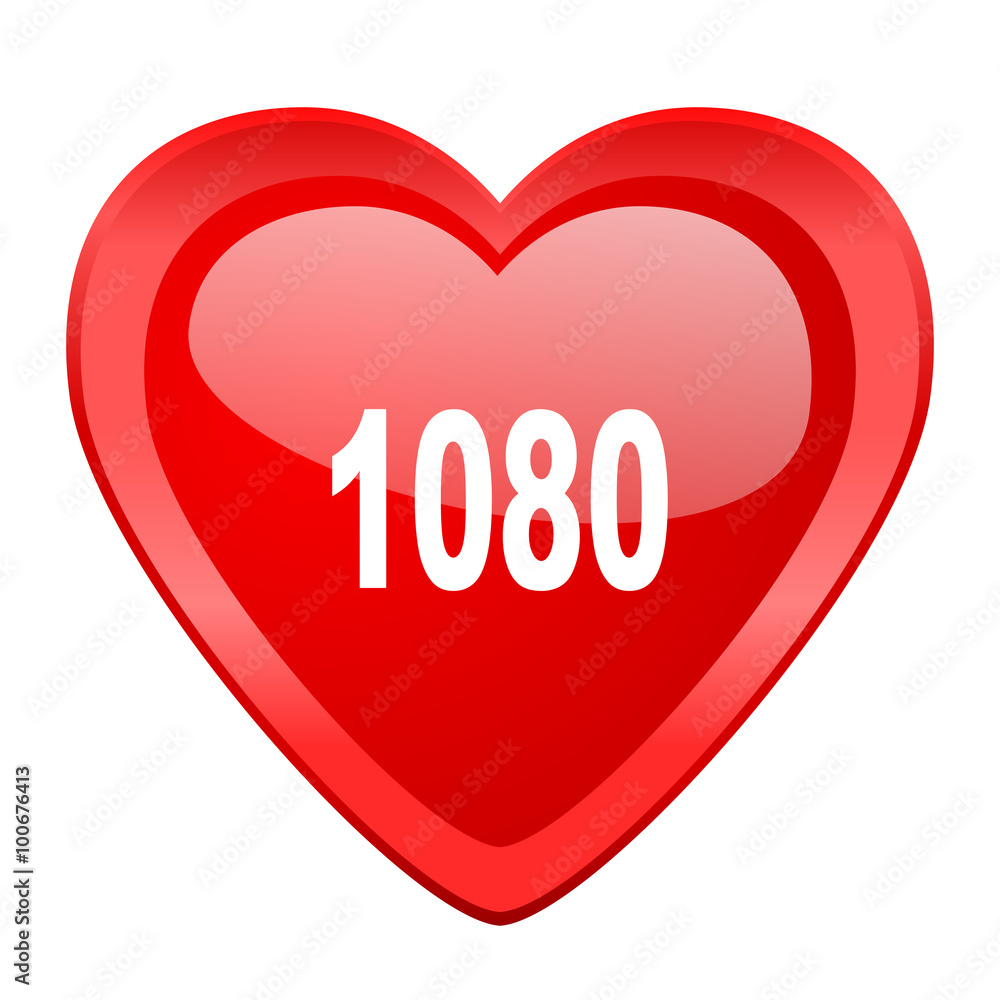 1080 red heart valentine glossy web icon