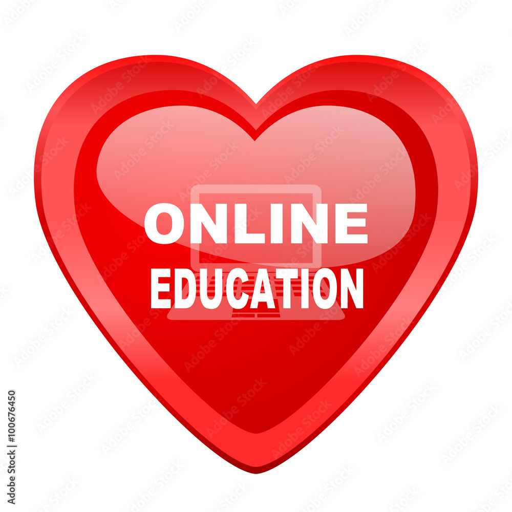 online education red heart valentine glossy web icon online education red heart valentine glossy web icon