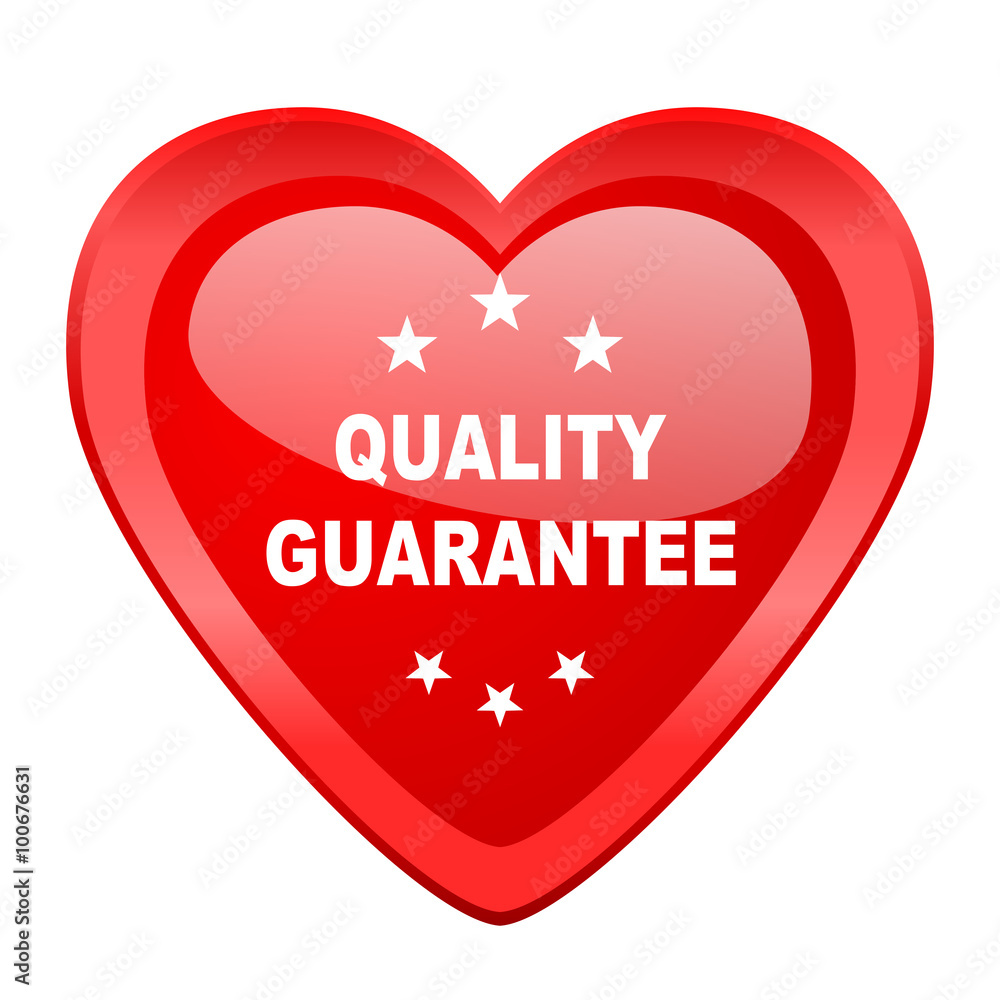 quality guarantee red heart valentine glossy web icon quality guarantee red heart valentine glossy web icon