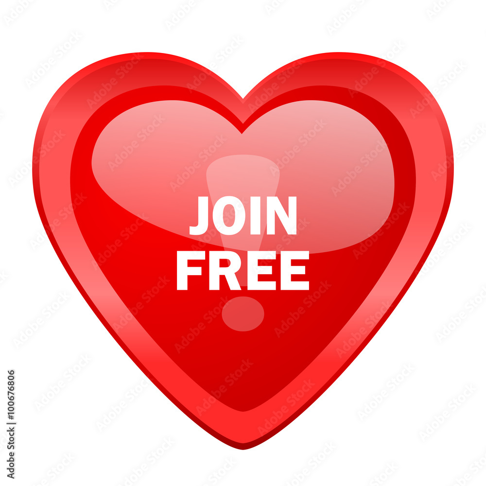 join free red heart valentine glossy web icon join free red heart valentine glossy web icon