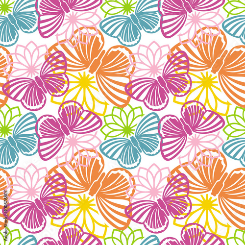 Beautiful seamless pattern with butterflies