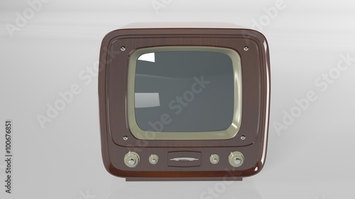 Vintage Television, retro TV set isolated on white background, front view