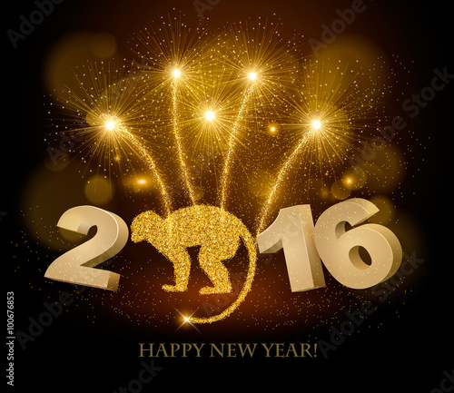 Celebration background with a beautiful gold 2016. Vector.