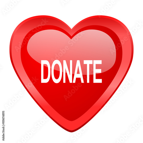 donate red heart valentine glossy web icon