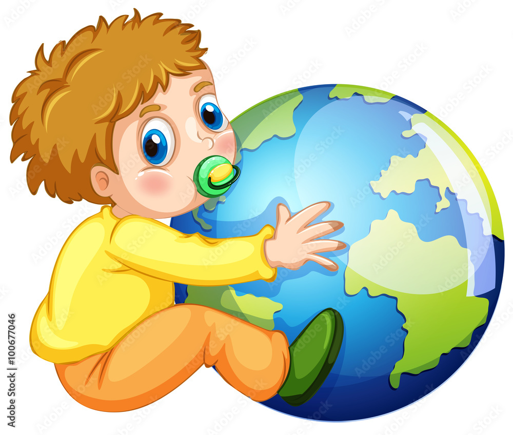Todler hugging the earth Todler hugging the earth