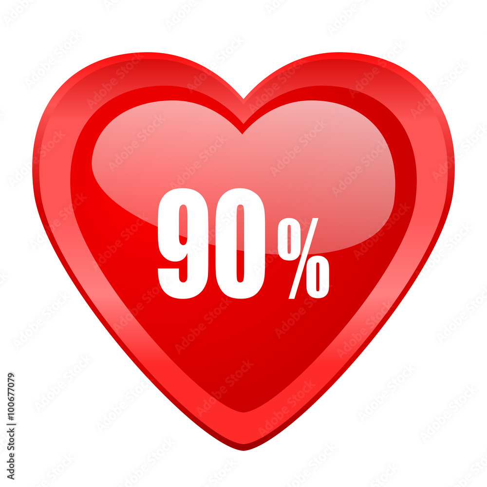 90 percent red heart valentine glossy web icon 90 percent red heart valentine glossy web icon