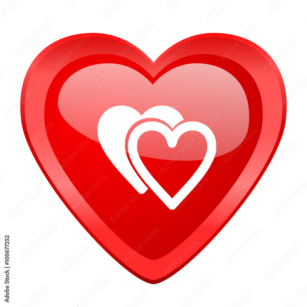 love red heart valentine glossy web icon