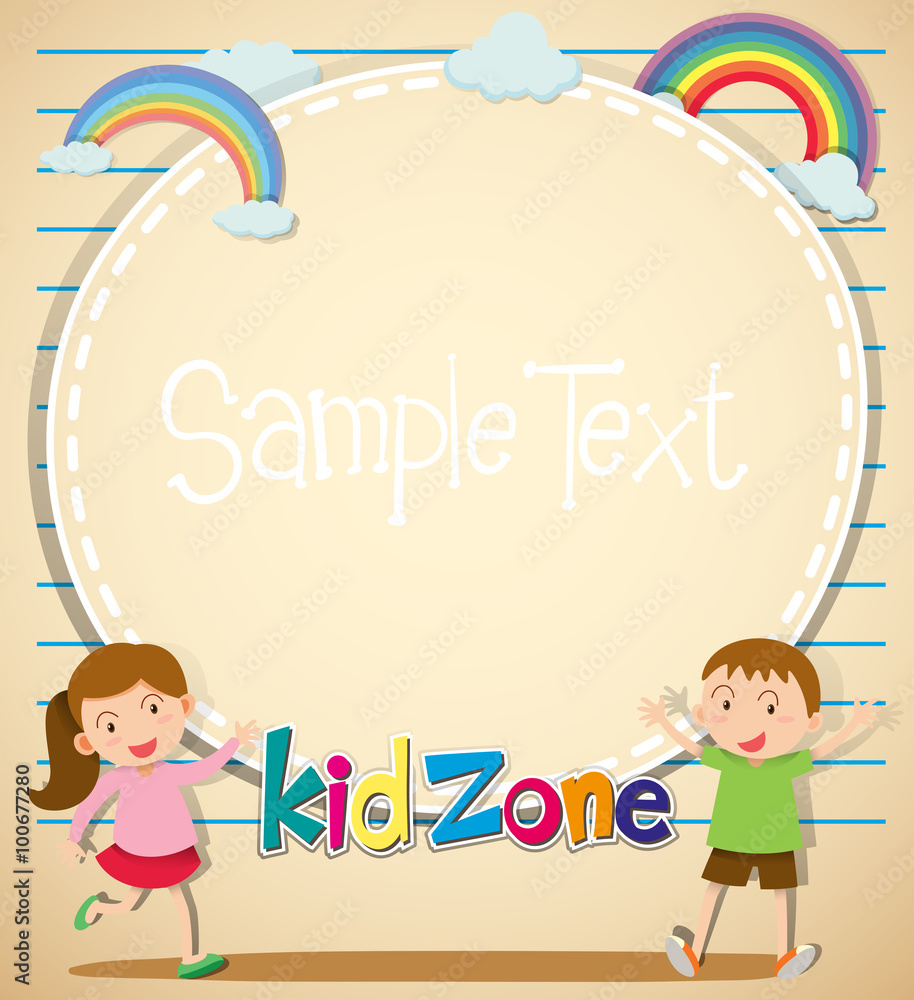 Border design with girl and boy Stock Vector | Adobe Stock