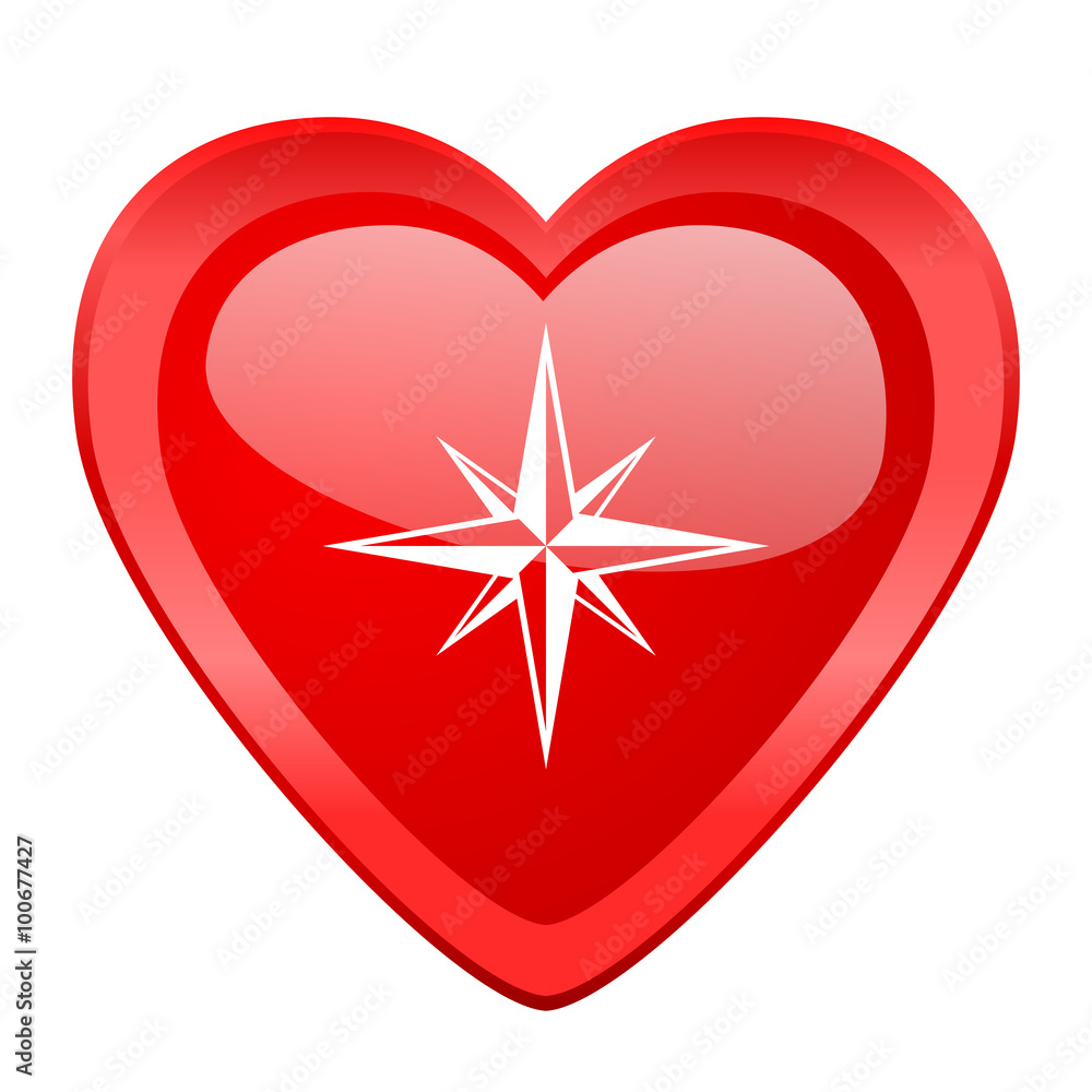 compass red heart valentine glossy web icon compass red heart valentine glossy web icon