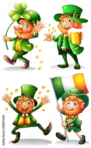 Leprechaun with green leaves and gold