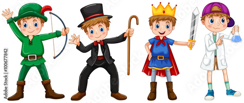 Boys in different costumes