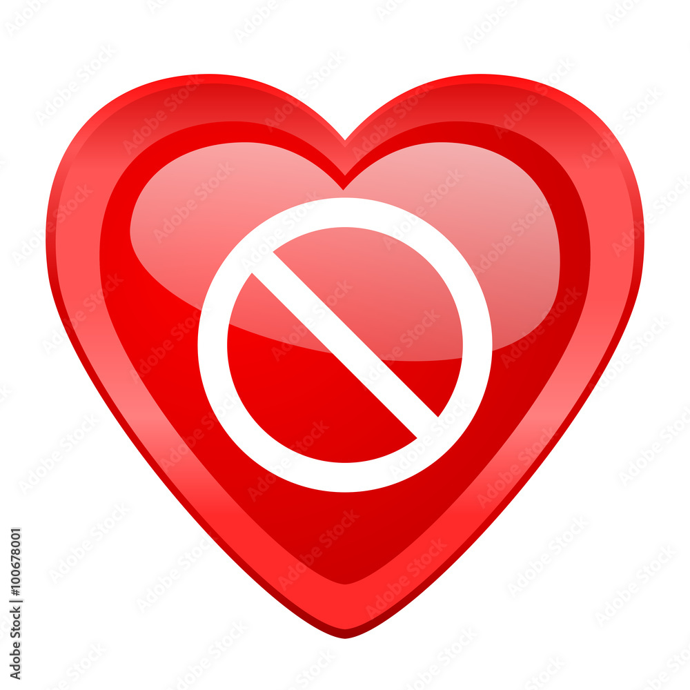 access denied red heart valentine glossy web icon access denied red heart valentine glossy web icon