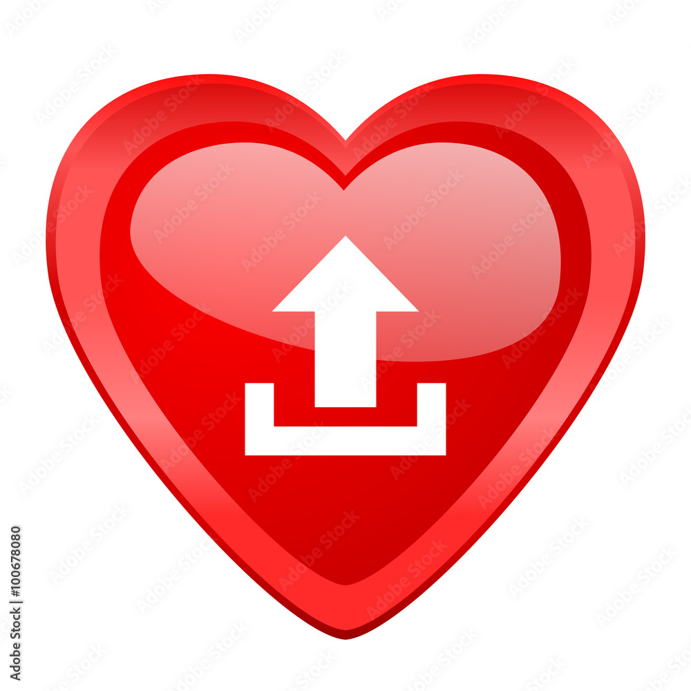 Obraz premium upload red heart valentine glossy web icon