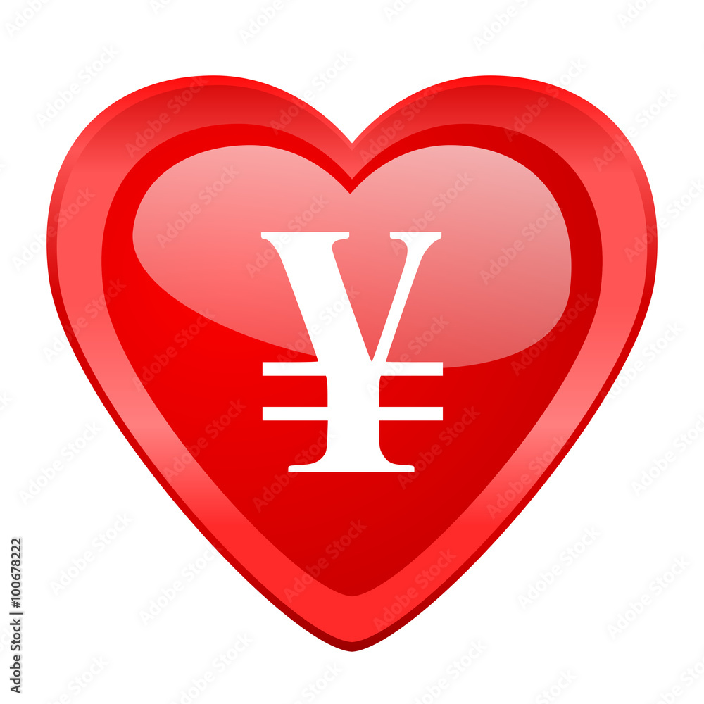 yen red heart valentine glossy web icon yen red heart valentine glossy web icon
