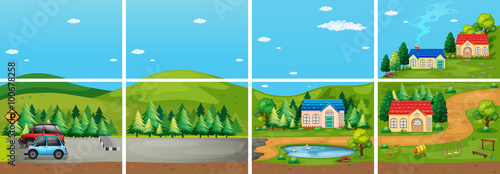 Set of different scene from the countryside
