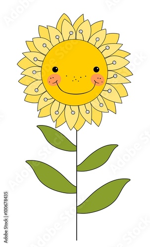 Fototapeta Naklejka Na Ścianę i Meble -  Smiling flower isolated on white