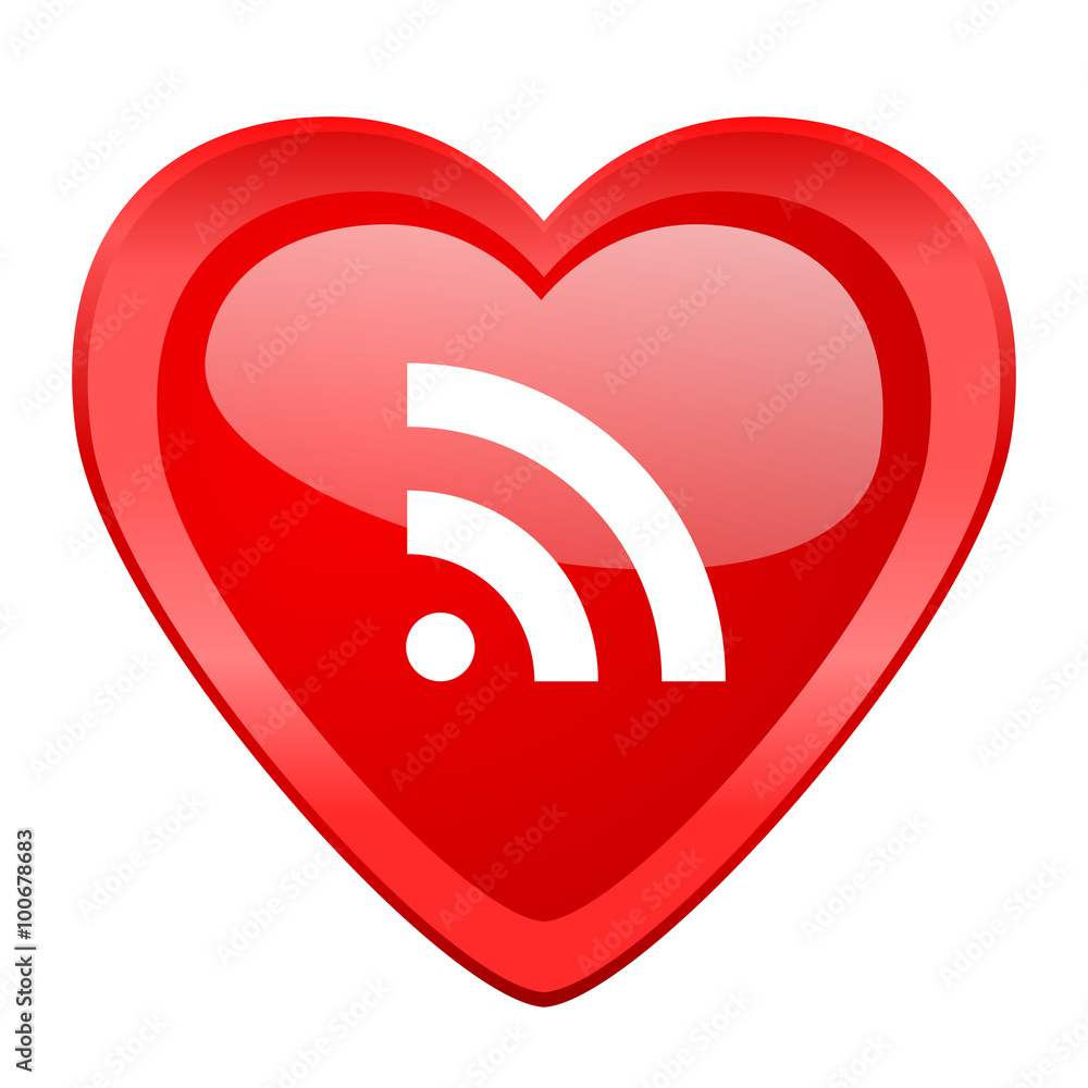 rss red heart valentine glossy web icon rss red heart valentine glossy web icon