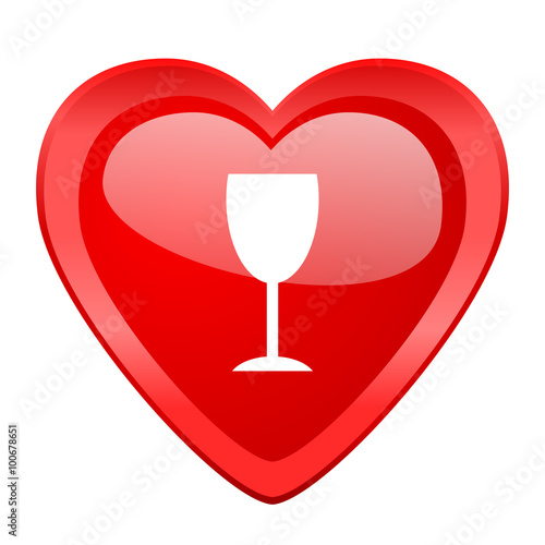 alcohol red heart valentine glossy web icon