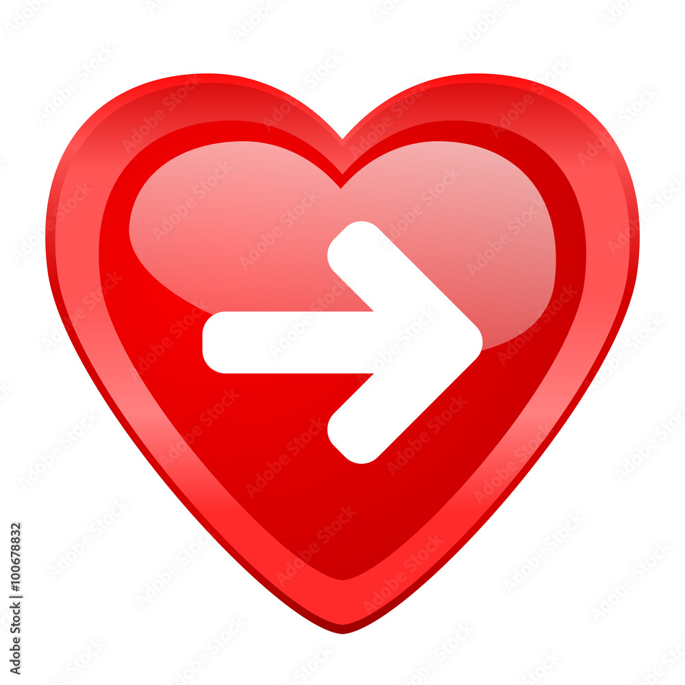 right arrow red heart valentine glossy web icon right arrow red heart valentine glossy web icon