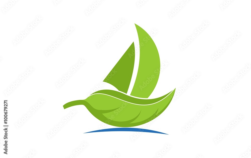 leaf ship vector logo leaf ship vector logo