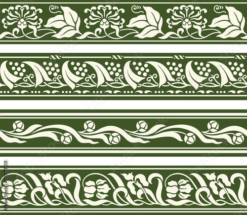 Spring flowers seamless floral borders