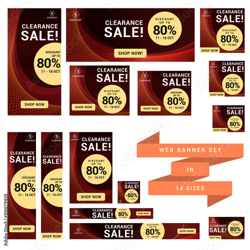 Multipurpose Web Banner Set in 14 Sizes. Document was scale down to 50%, scale up to 200% to get the real size or you can resize them one by one manually. 