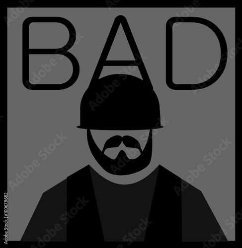 bad biker design with man wearing helmet and vest