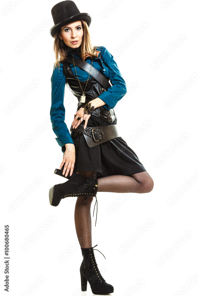 Cool girl in steampunk style.