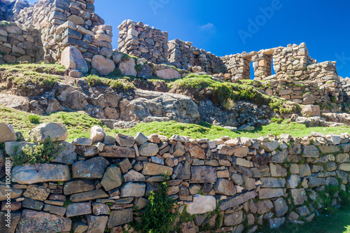 Chincana ruins at Isla del Sol (Island of the Sun) in Titicaca lake, Bolivia photo