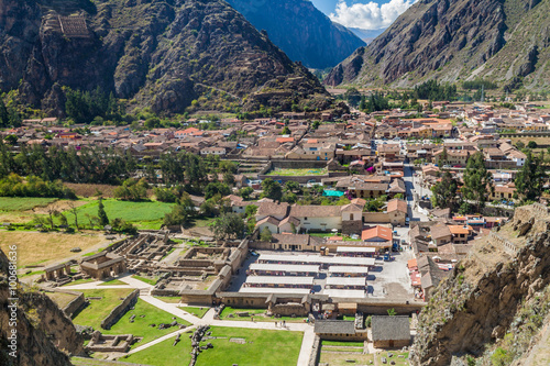 Aerial view of Ollantaytambo, Sacred Valley of Incas, Peru