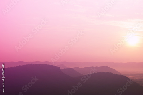 The morning sun rising over the mountains