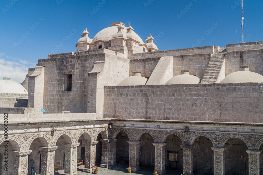Courtyard of La Compania church in Arequipa, Peru