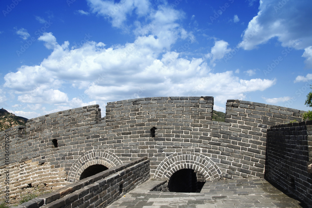 The Great Wall of China, under the blue sky white clouds