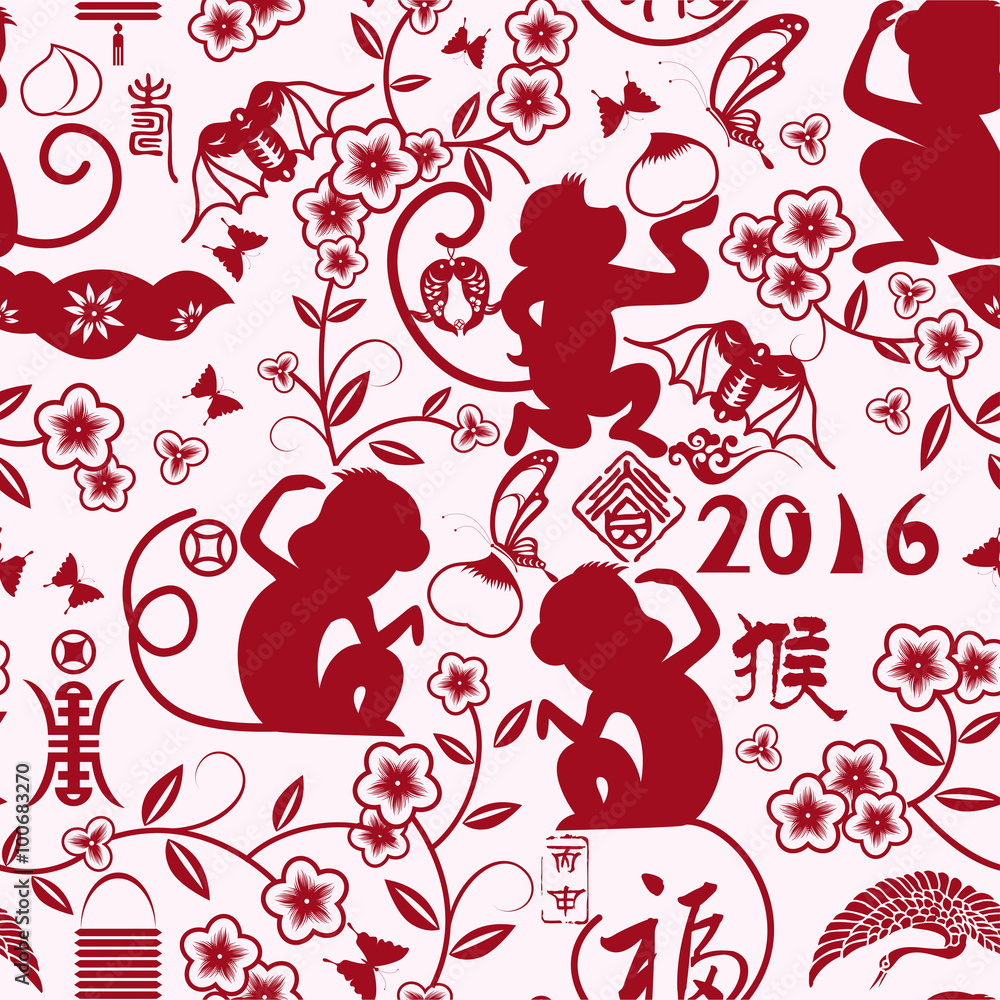 the seamless Chinese monkey year background