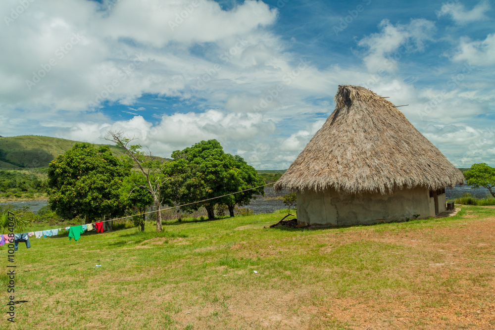 Simple house in an indigenous village in National Park Canaima, Venezuela