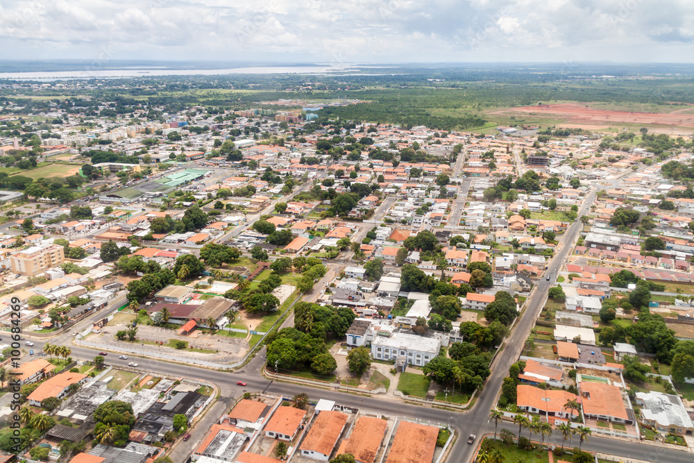 Aerial view of suburbs of Ciudad Bolivar, Venezuela