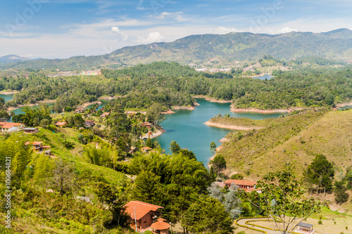 Aerial view of Guatape (Penol) dam lake in Colombia