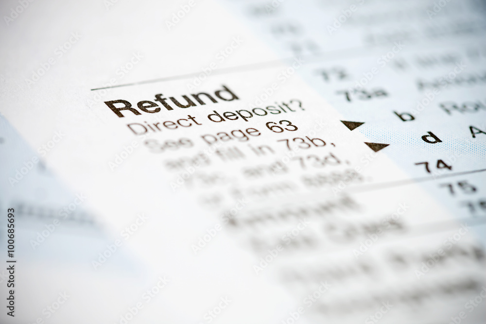 Taxes: Focus on Refund Section of 1040 Tax Form