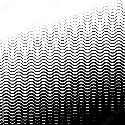 Background with gradient of black and white wave lines
