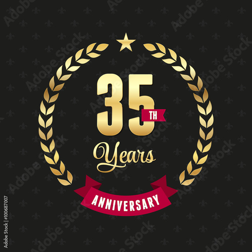 35 years anniversary golden laurel wreath