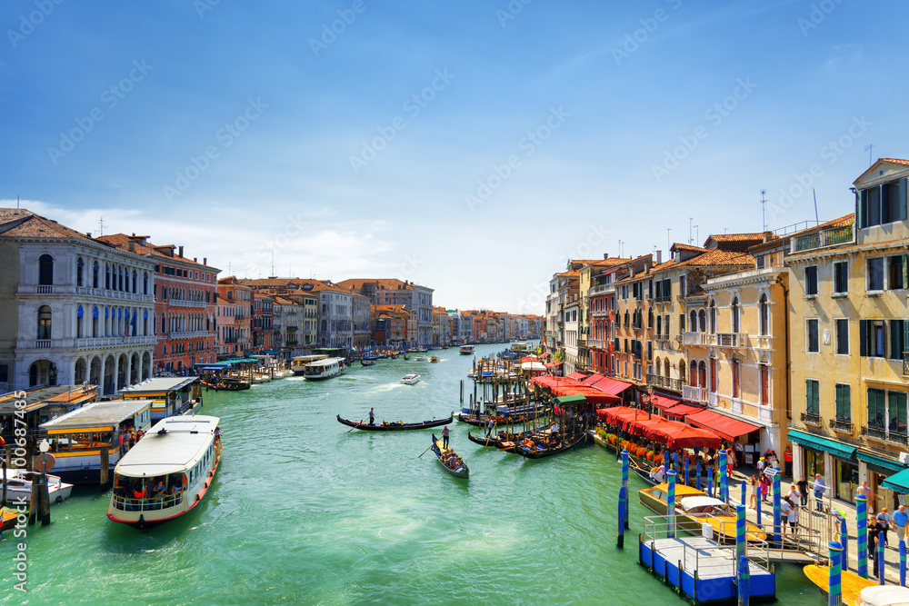 Beautiful view of the Grand Canal from the Rialto Bridge, Venice