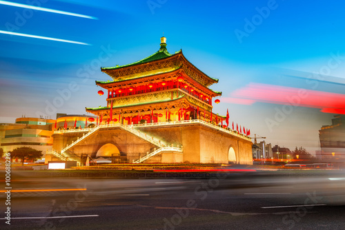 ancient city xian bell tower in nightfall © hxdyl