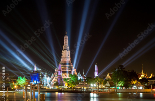 Atmosphere Wat Arun in night  bangkok thailand.