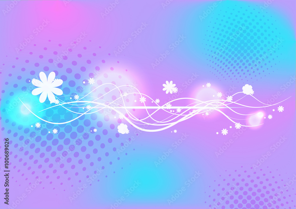 abstract wave line designs with flower vector background